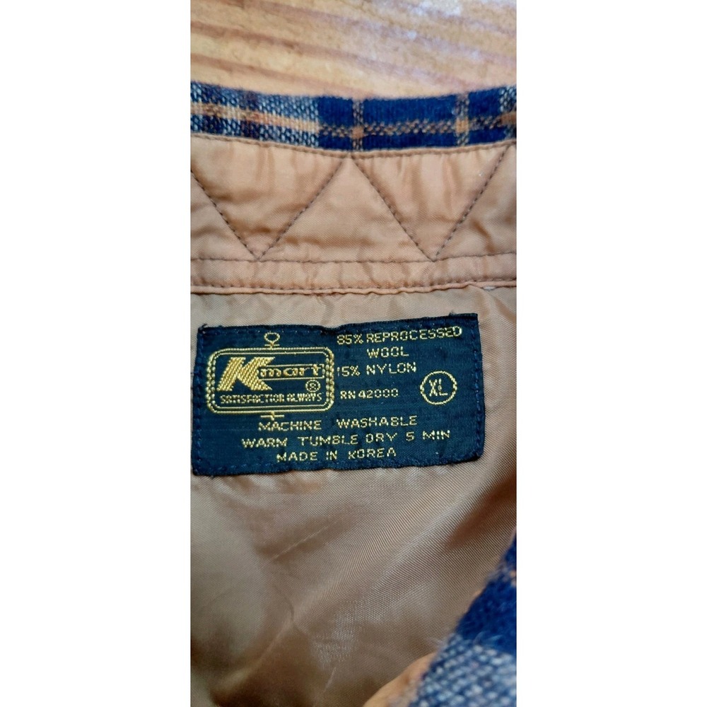 Vintage KMart Plaid Flannel Shirt Large Brown Button Up Board Shirt Wool 70s - Picture 4 of 9